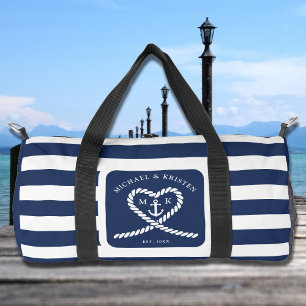 Bolso De Deporte Pequeño Boda de Anclaje del Corazón de Rope Azul Náutico