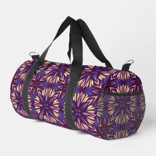 Bolso De Deporte Pequeño Boho Blossom: Patrón Floral Artístico Púrpura