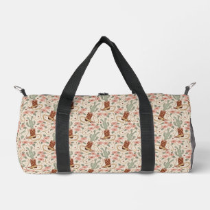 Bolso De Deporte Pequeño Botín de vaquero floral y cactus boho retro occide