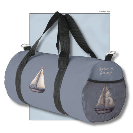Bolso De Deporte Pequeño Brown Sailing Boat and Name on Gray
