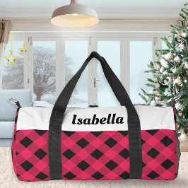 Bolso De Deporte Pequeño Búfalo Rojo Patrón Cuadros Personalizado