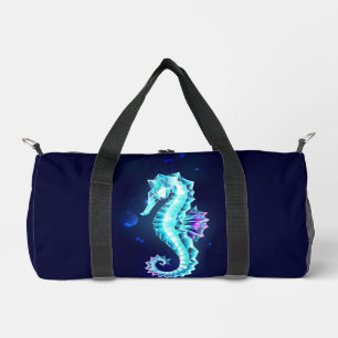 Bolso De Deporte Pequeño caballito de mar de hielo de cristal sobre fondo a