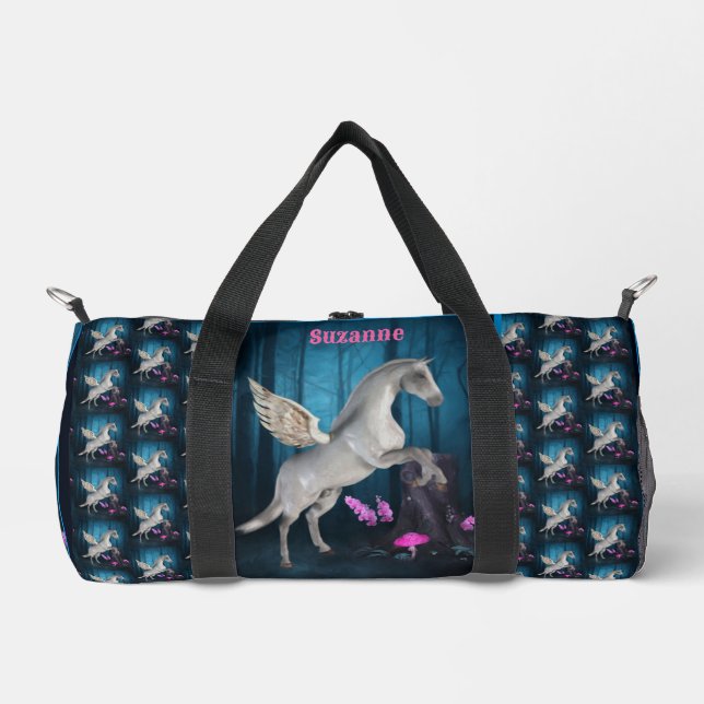 Bolso De Deporte Pequeño Caballo Pegasus Personalizado En Bosque Fantastico (Anverso)