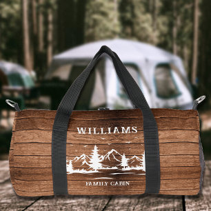 Bolso De Deporte Pequeño Cabina Rustic Wood Family Log