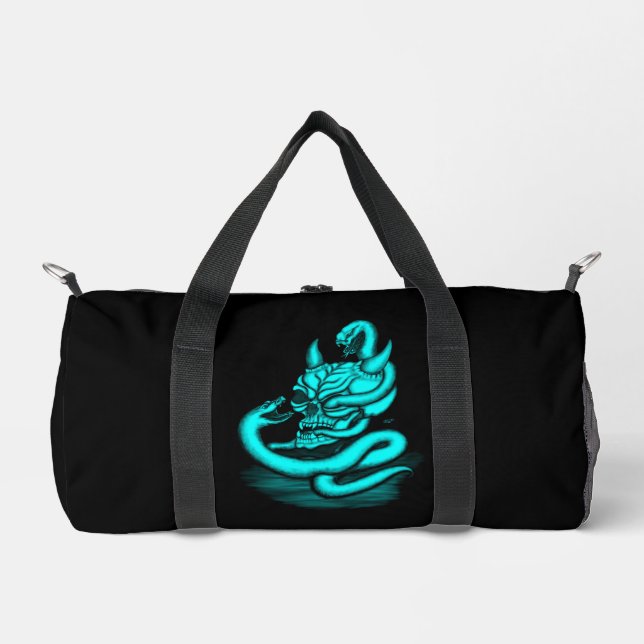 Bolso De Deporte Pequeño Calavera - Cabeza malvada con serpiente (Anverso)