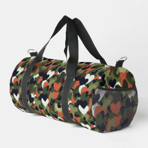 Bolso De Deporte Pequeño Camuflaje del corazón del patrón verde