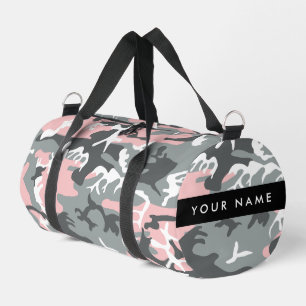 Bolso De Deporte Pequeño Camuflaje rosa y gris Tu nombre Personaliza