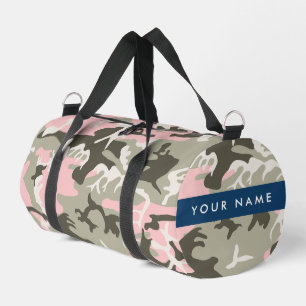 Bolso De Deporte Pequeño Camuflaje rosa y verde Personaliza tu nombre
