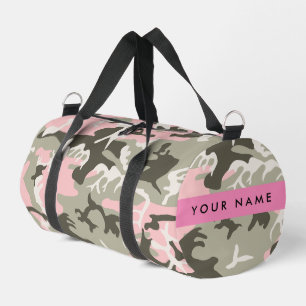 Bolso De Deporte Pequeño Camuflaje rosa y verde Tu nombre Personaliza