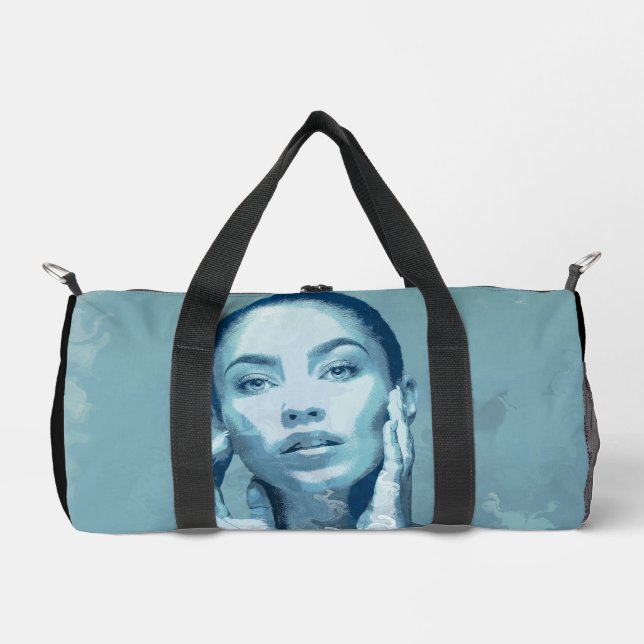 Bolso De Deporte Pequeño Canvas premium "Mujer en azul" (Anverso)