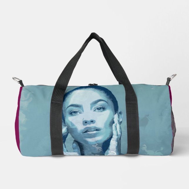 Bolso De Deporte Pequeño Canvas premium "Mujer en azul" (Anverso)