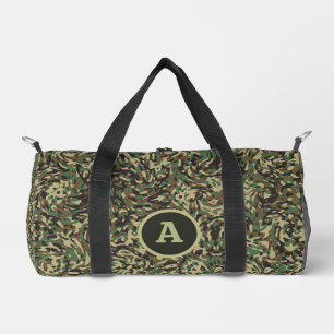 Bolso De Deporte Pequeño Carta personalizada verde de moda de camuflaje