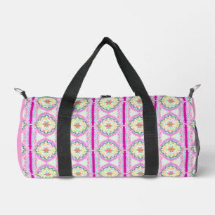 Bolso De Deporte Pequeño Chic Rosa y Dorado Patrón Floral Geométrico