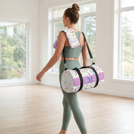 Bolso De Deporte Pequeño Chic Wildflower Acuarela Floral Monograma Nombre 