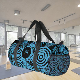 Bolso De Deporte Pequeño Círculos azules modernos y de moda en monograma ne