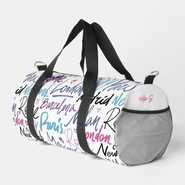 Bolso De Deporte Pequeño Ciudades famosas del mundo personalizadas (Esquina derecha)