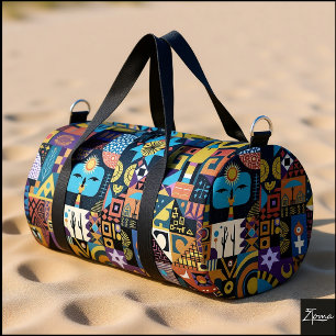 Bolso De Deporte Pequeño Colcha de retazos de arte popular terroso silencia