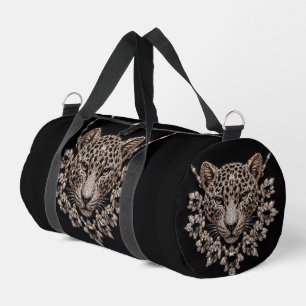 Bolso De Deporte Pequeño Collar de diamantes florales de leopardo negro y d
