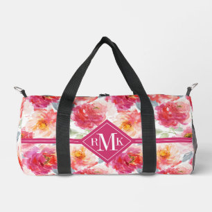Bolso De Deporte Pequeño Color de agua rosa Peony Flower Pattern