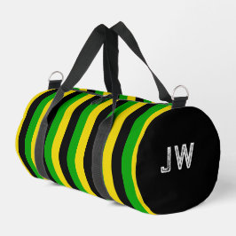 Bolso De Deporte Pequeño Colores de la bandera jamaiquina a rayas con estam