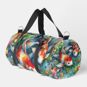 Bolso De Deporte Pequeño Colorido Koi Fish Whimsical Watercolor Naranja Ver