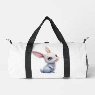 Bolso De Deporte Pequeño Conejito blanco lindo con ojos azules grandes