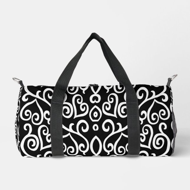 Bolso De Deporte Pequeño Corazón blanco y negro (Anverso)