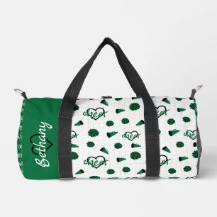 Bolso De Deporte Pequeño Corazones de Cheque Verde, Pom Poms, Patrón Megáfo