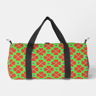 Bolso De Deporte Pequeño Corazones de polka roja sobre fondo verde animado