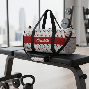 Bolso De Deporte Pequeño Corazones Rojos Negros Modernos Monograma Retro No