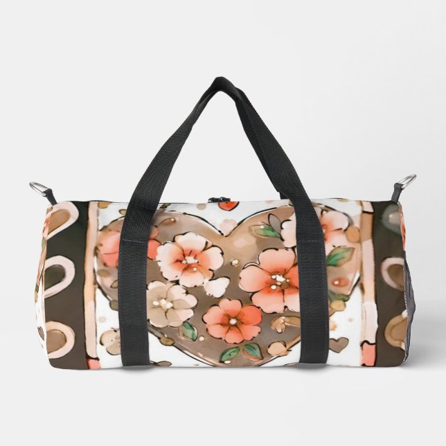 Bolso De Deporte Pequeño Corazones y flores (Anverso)