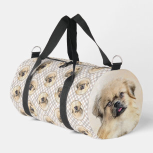 Bolso De Deporte Pequeño Crema de pintura española tibetana y arte de perro