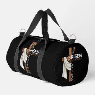 Bolso De Deporte Pequeño Cruz de Pascua Vintage Personalizada Él ha Resucit