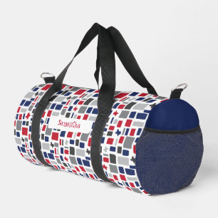 Bolso De Deporte Pequeño Cuadrados y Rectángulos de Texas Red & Blue Wonky
