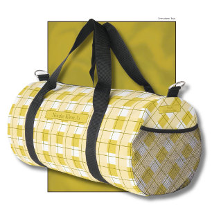 Bolso De Deporte Pequeño Cuadro Amarillo y Blanco, Tu Nombre