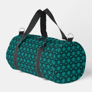 Bolso De Deporte Pequeño Cuadro de corazón de búfalo negro azul verdoso
