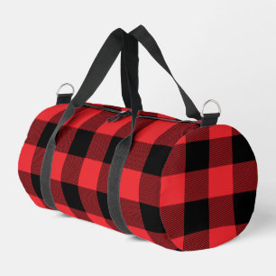 Bolso De Deporte Pequeño Cuadro Escocés Rojo Negro Búfalo