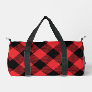 Bolso De Deporte Pequeño Cuadro Escocés Rojo Negro Búfalo