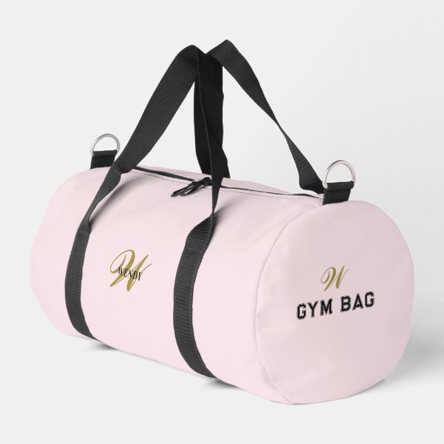 Bolso De Deporte Pequeño Custom Gold Initial l Girly Blush Pink Fitness Gym (Esquina izquierda)