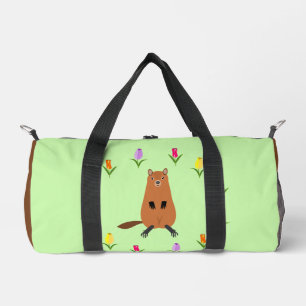 Bolso De Deporte Pequeño Cute Groundhog y Tulip Flowers