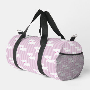 Bolso De Deporte Pequeño Dachshunds dulces en franjas rosadas modernas de l