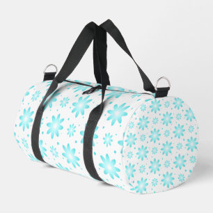 Bolso De Deporte Pequeño Daisy delicado blanco y turquesa, patrón de puntos