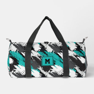 Bolso De Deporte Pequeño Deporte geométrico abstracto negro verde azulado
