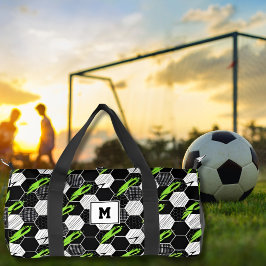 Bolso De Deporte Pequeño Deportes de fútbol geométrico de resumen blanco y 