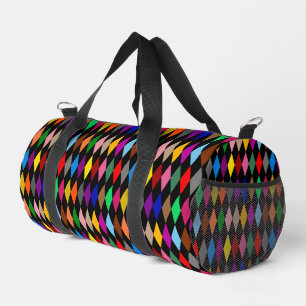 Bolso De Deporte Pequeño Diseño de Diamantes Arlequín Coloridos Negro