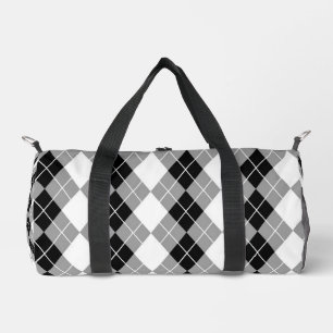 Bolso De Deporte Pequeño Diseño de diamantes en blanco y negro gris