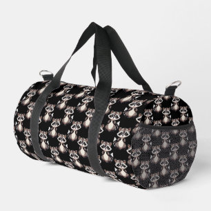 Bolso De Deporte Pequeño Diseño de patrón de mapache negro 