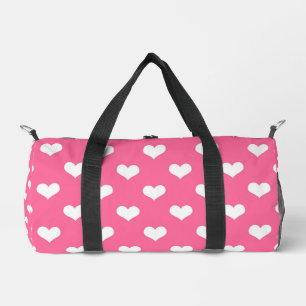 Bolso De Deporte Pequeño Diseño de patrones de corazón de amor blanco rosad