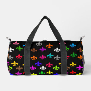 Bolso De Deporte Pequeño Diseño de patrones de flor de lis multicolor negro