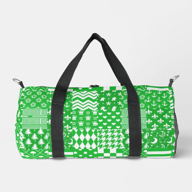 Bolso De Deporte Pequeño Diseño de patrones mixtos de color blanco verde (Anverso)